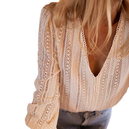 Women's Elegant Long Sleeve V-Neck Shirt