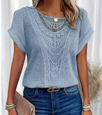 Summer Hollow Out Short-sleeved T-shirt