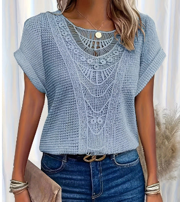 Summer Hollow Out Short-sleeved T-shirt