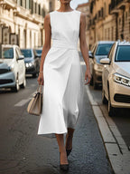 Sleeveless Round Neck Chic Long Dress Women