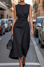 Sleeveless Round Neck Chic Long Dress Women