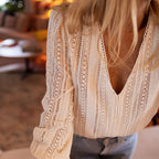 Women's Elegant Long Sleeve V-Neck Shirt