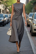 Sleeveless Round Neck Chic Long Dress Women