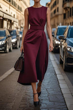 Sleeveless Round Neck Chic Long Dress Women