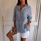 Long Sleeve Shirt Women's Single-breasted Pleated Shirt